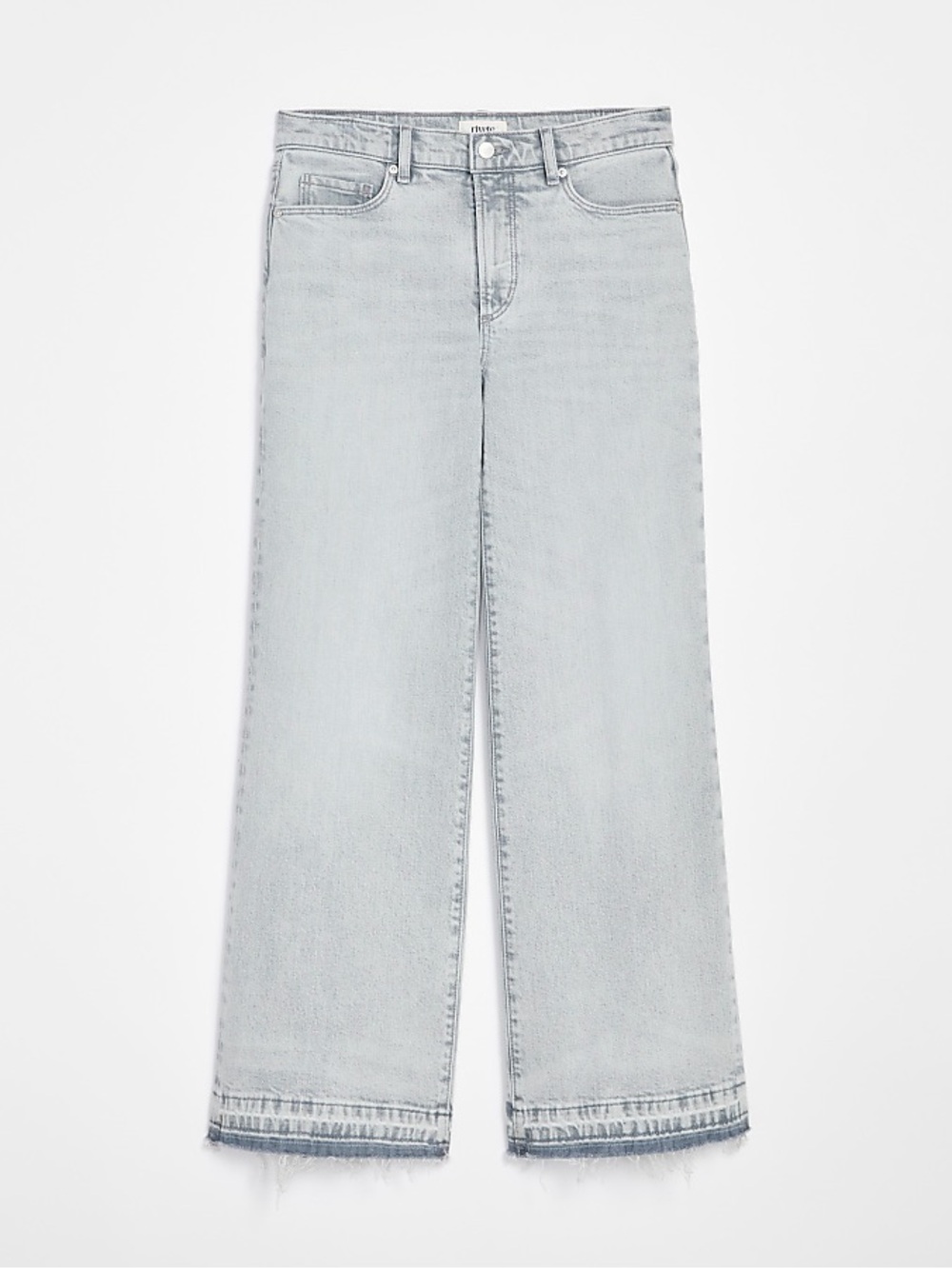 Vintage light grey wash mid rise wide leg jeans